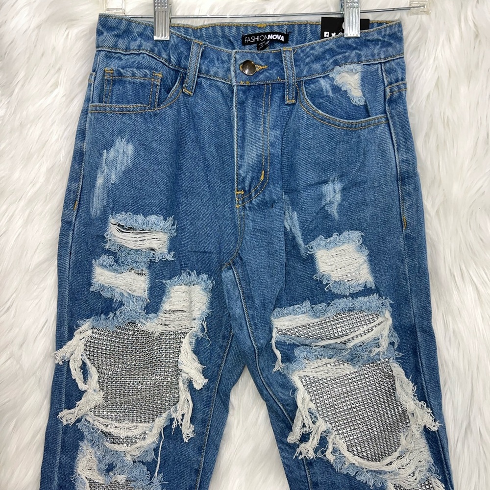 Distressed rhinestone jeans - Picture 5 of 5